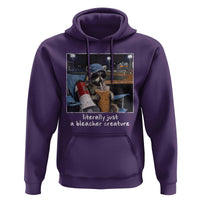 Baseball Raccoon Literally Just a Bleacher Creature Hoodie Funny Trash Panda Drinking Iced Coffee Ballfield