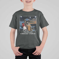 Baseball Raccoon Literally Just a Bleacher Creature T Shirt For Kid Funny Trash Panda Drinking Iced Coffee Ballfield