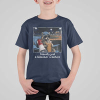 Baseball Raccoon Literally Just a Bleacher Creature T Shirt For Kid Funny Trash Panda Drinking Iced Coffee Ballfield