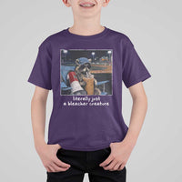 Baseball Raccoon Literally Just a Bleacher Creature T Shirt For Kid Funny Trash Panda Drinking Iced Coffee Ballfield
