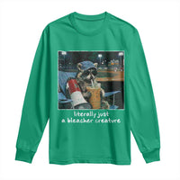 Baseball Raccoon Literally Just a Bleacher Creature Long Sleeve Shirt Funny Trash Panda Drinking Iced Coffee Ballfield