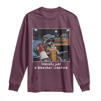 Baseball Raccoon Literally Just a Bleacher Creature Long Sleeve Shirt Funny Trash Panda Drinking Iced Coffee Ballfield