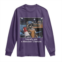 Baseball Raccoon Literally Just a Bleacher Creature Long Sleeve Shirt Funny Trash Panda Drinking Iced Coffee Ballfield