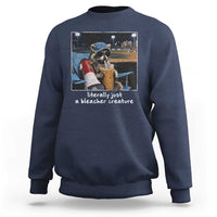 Baseball Raccoon Literally Just a Bleacher Creature Sweatshirt Funny Trash Panda Drinking Iced Coffee Ballfield