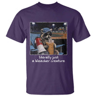 Baseball Raccoon Literally Just a Bleacher Creature T Shirt Funny Trash Panda Drinking Iced Coffee Ballfield