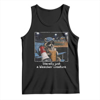 Baseball Raccoon Literally Just a Bleacher Creature Tank Top Funny Trash Panda Drinking Iced Coffee Ballfield
