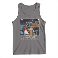 Baseball Raccoon Literally Just a Bleacher Creature Tank Top Funny Trash Panda Drinking Iced Coffee Ballfield