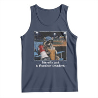 Baseball Raccoon Literally Just a Bleacher Creature Tank Top Funny Trash Panda Drinking Iced Coffee Ballfield