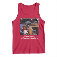 Baseball Raccoon Literally Just a Bleacher Creature Tank Top Funny Trash Panda Drinking Iced Coffee Ballfield