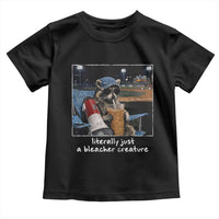 Baseball Raccoon Literally Just a Bleacher Creature Toddler T Shirt Funny Trash Panda Drinking Iced Coffee Ballfield