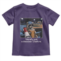 Baseball Raccoon Literally Just a Bleacher Creature Toddler T Shirt Funny Trash Panda Drinking Iced Coffee Ballfield