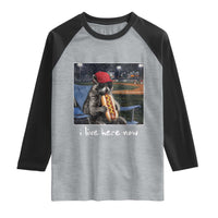 Baseball Raccoon I Live Here Now Raglan Shirt Funny Trash Panda Eating Hot Dog Ballfield
