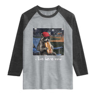 Baseball Raccoon I Live Here Now Raglan Shirt Funny Trash Panda Eating Hot Dog Ballfield