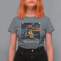 Baseball Raccoon I Live Here Now T Shirt For Women Funny Trash Panda Eating Hot Dog Ballfield