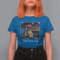Baseball Raccoon I Live Here Now T Shirt For Women Funny Trash Panda Eating Hot Dog Ballfield
