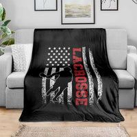 Lacrosse American Flag Lax Men 4th of July Throw Blanket