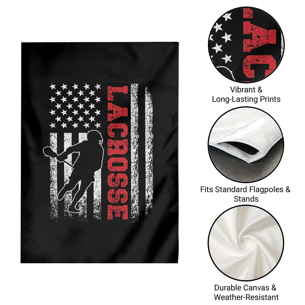 Lacrosse American Flag Lax Men 4th of July Garden Flag