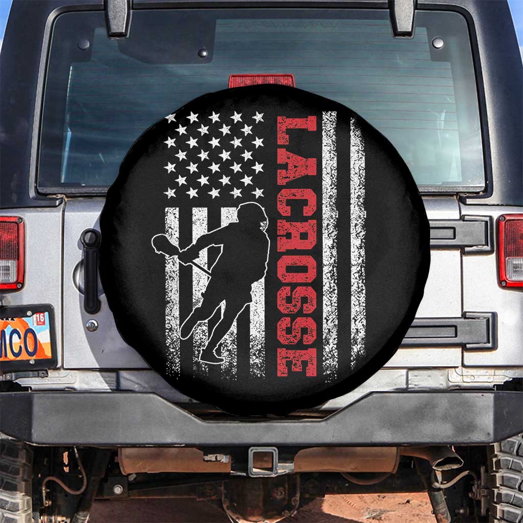 Lacrosse American Flag Lax Men 4th of July Spare Tire Cover