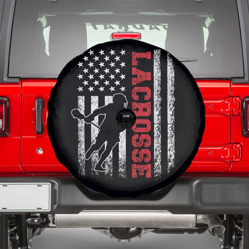 Lacrosse American Flag Lax Men 4th of July Spare Tire Cover