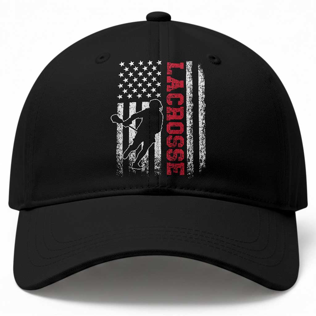 Lacrosse American Flag Lax Men 4th of July Baseball Cap