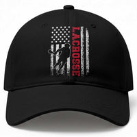 Lacrosse American Flag Lax Men 4th of July Baseball Cap