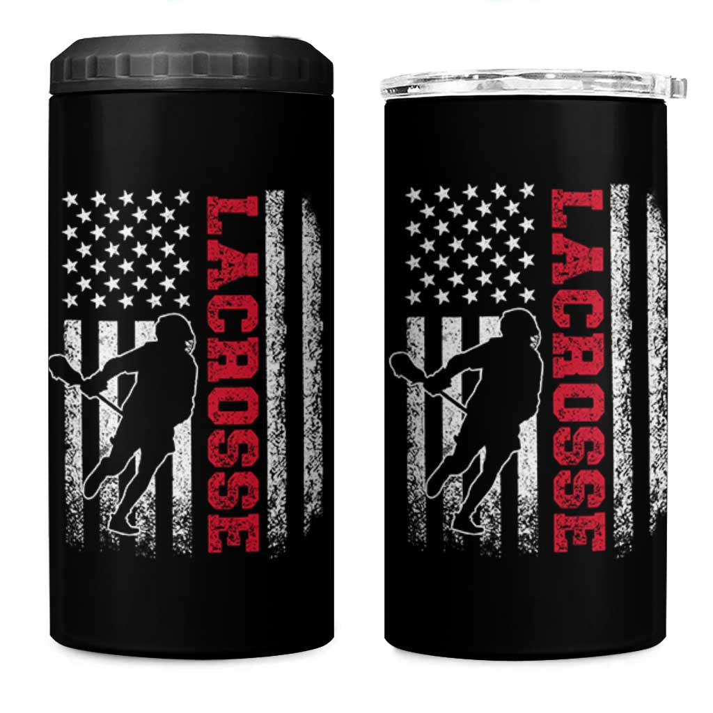 Lacrosse American Flag Lax Men 4th of July 4 in 1 Can Cooler Tumbler