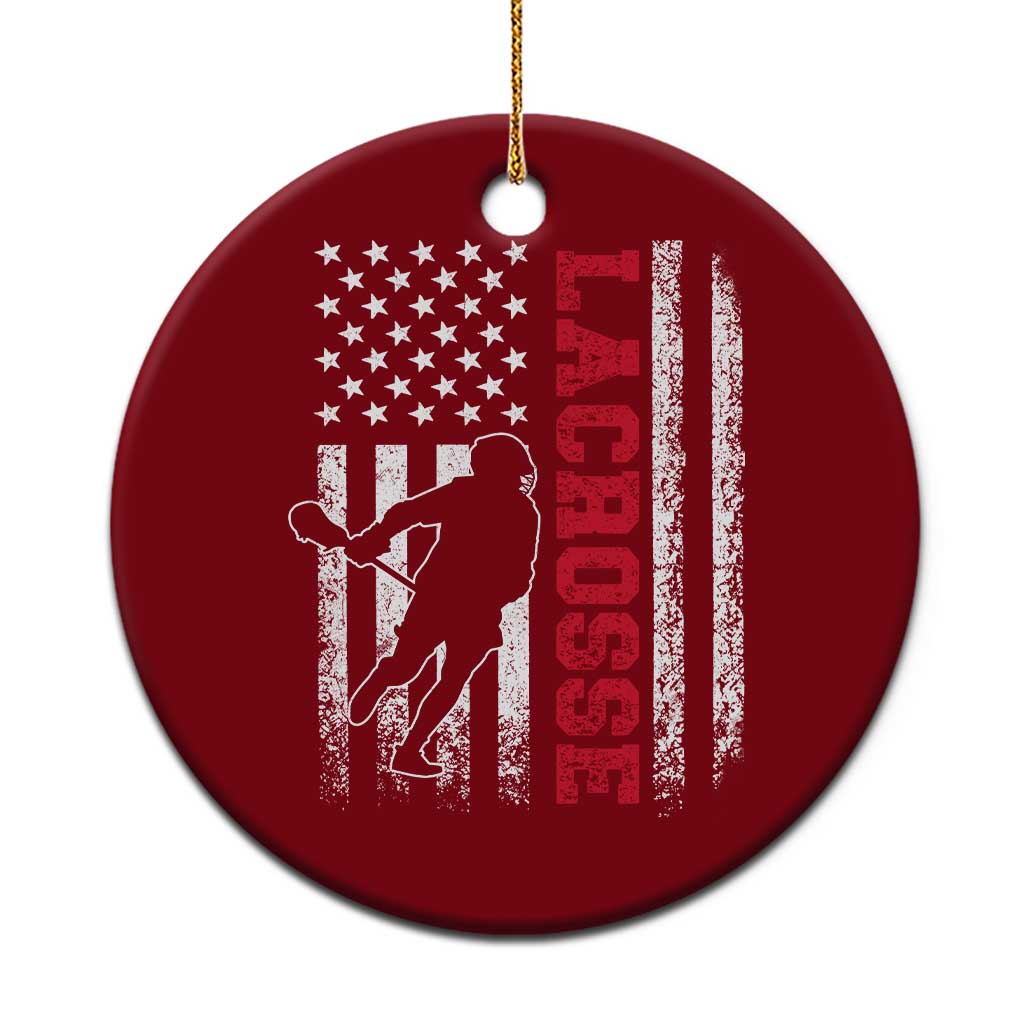 Lacrosse American Flag Lax Men 4th of July Ceramic Ornament