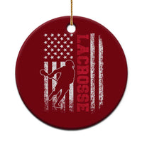 Lacrosse American Flag Lax Men 4th of July Ceramic Ornament