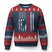 Lacrosse American Flag Lax Men 4th of July Ugly Christmas Sweater