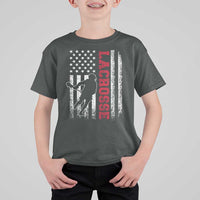 Lacrosse American Flag Lax Men 4th of July T Shirt For Kid