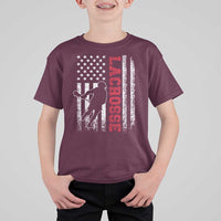 Lacrosse American Flag Lax Men 4th of July T Shirt For Kid