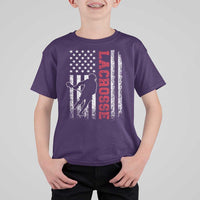 Lacrosse American Flag Lax Men 4th of July T Shirt For Kid