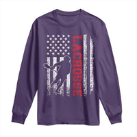 Lacrosse American Flag Lax Men 4th of July Long Sleeve Shirt