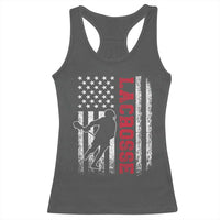 Lacrosse American Flag Lax Men 4th of July Racerback Tank Top