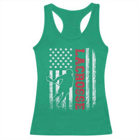 Lacrosse American Flag Lax Men 4th of July Racerback Tank Top
