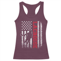 Lacrosse American Flag Lax Men 4th of July Racerback Tank Top