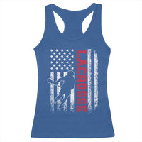 Lacrosse American Flag Lax Men 4th of July Racerback Tank Top