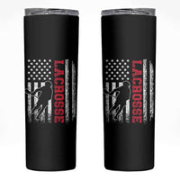 Lacrosse American Flag Lax Men 4th of July Skinny Tumbler