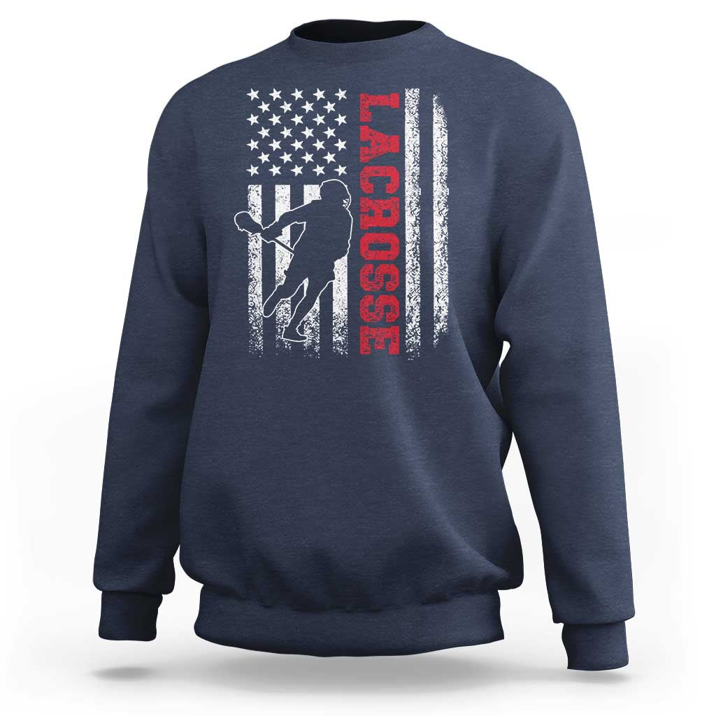 Lacrosse American Flag Lax Men 4th of July Sweatshirt
