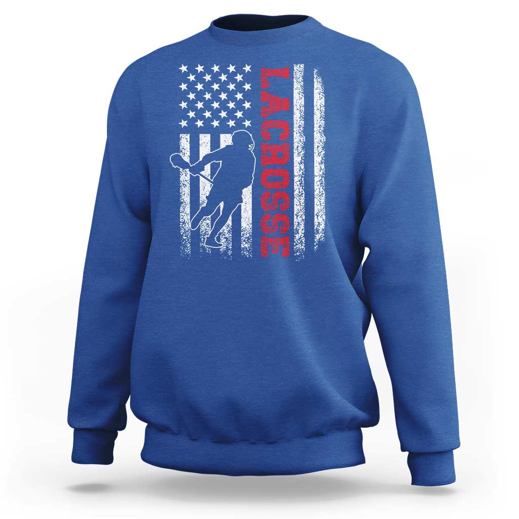 Lacrosse American Flag Lax Men 4th of July Sweatshirt