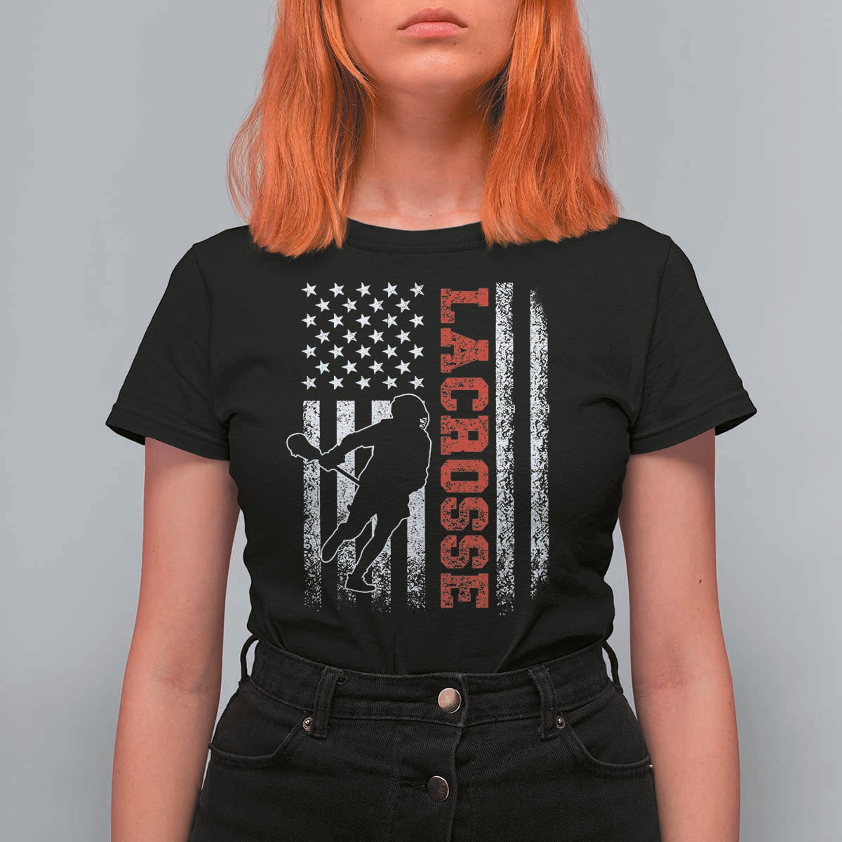 Lacrosse American Flag Lax Men 4th of July T Shirt For Women
