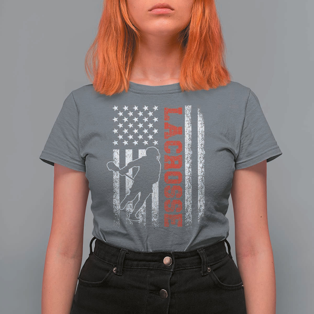 Lacrosse American Flag Lax Men 4th of July T Shirt For Women