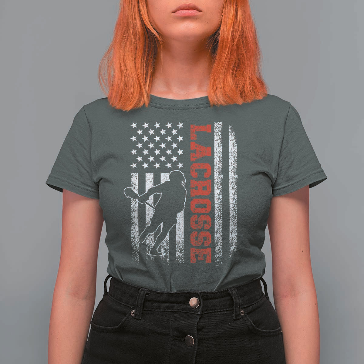 Lacrosse American Flag Lax Men 4th of July T Shirt For Women