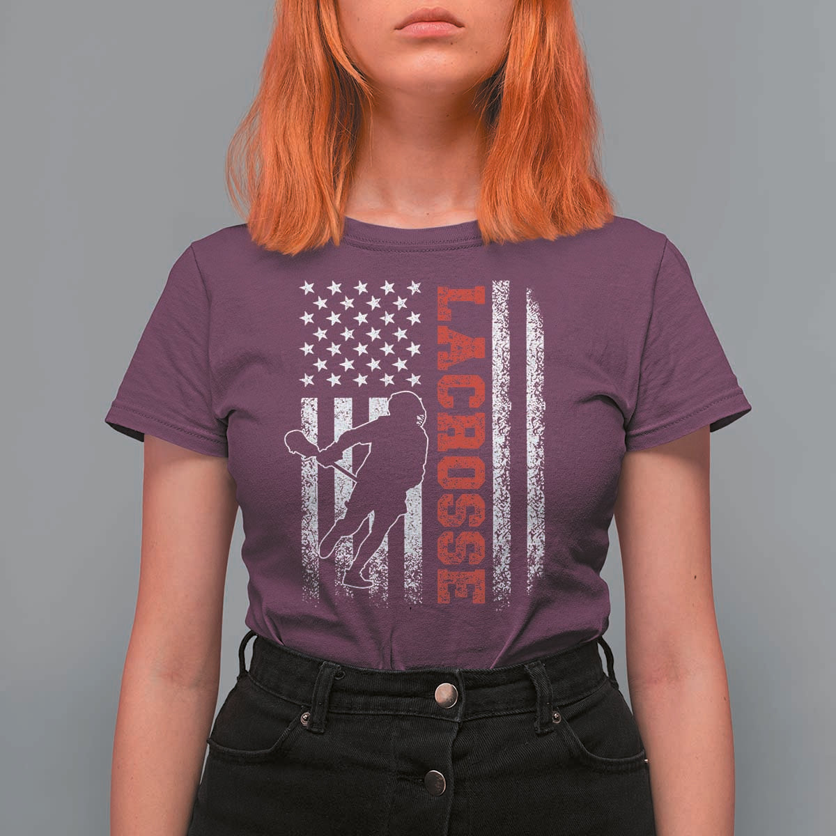 Lacrosse American Flag Lax Men 4th of July T Shirt For Women