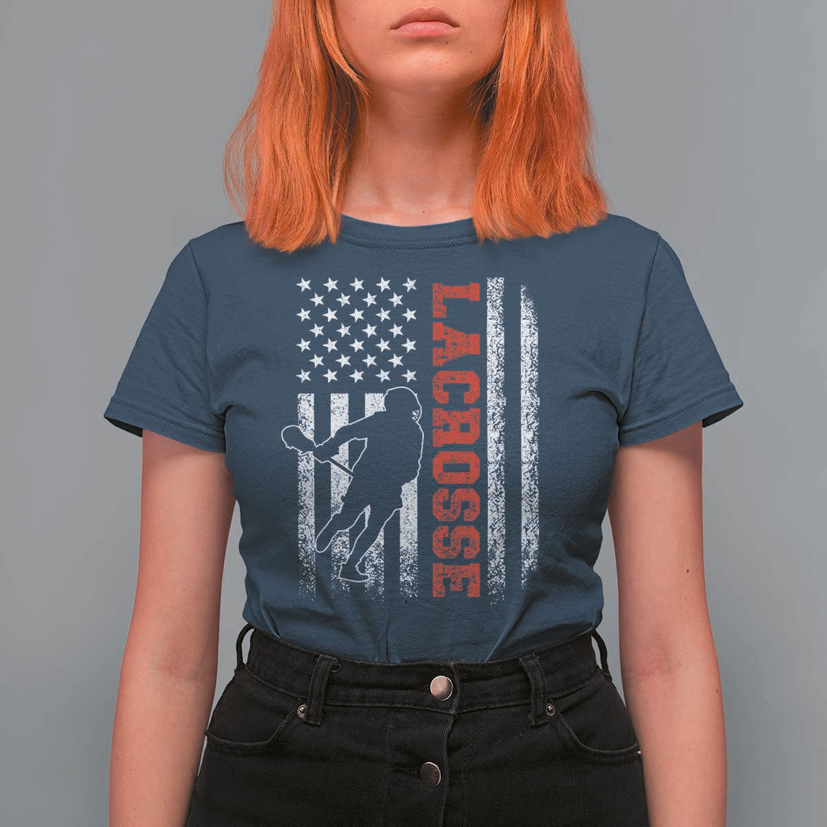 Lacrosse American Flag Lax Men 4th of July T Shirt For Women