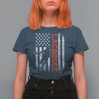 Lacrosse American Flag Lax Men 4th of July T Shirt For Women
