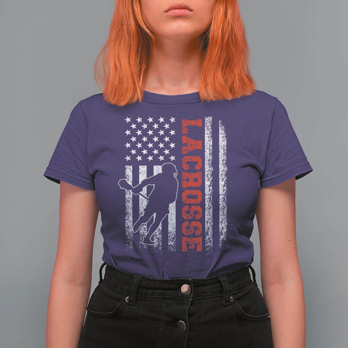 Lacrosse American Flag Lax Men 4th of July T Shirt For Women