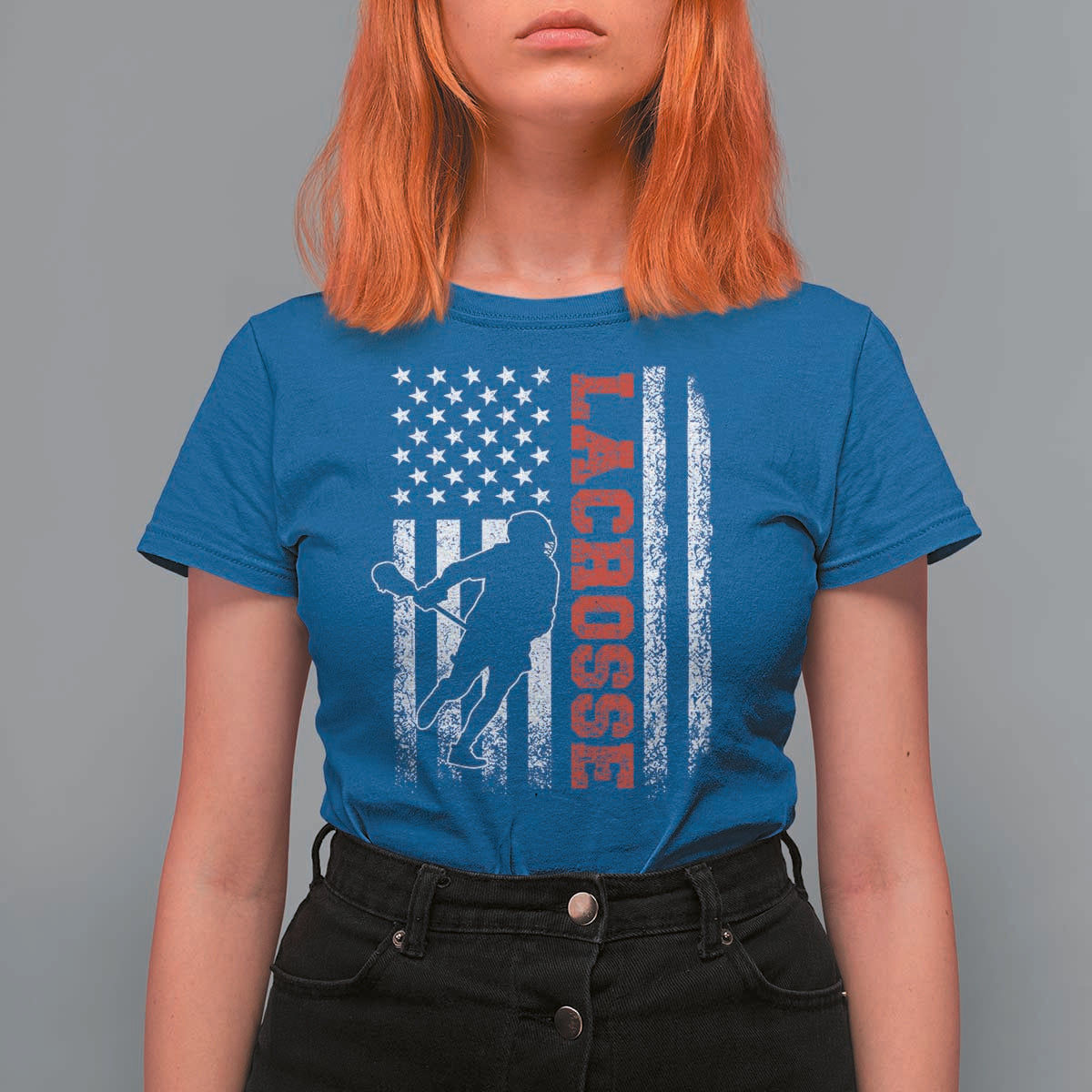 Lacrosse American Flag Lax Men 4th of July T Shirt For Women