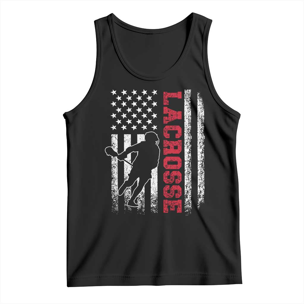 Lacrosse American Flag Lax Men 4th of July Tank Top