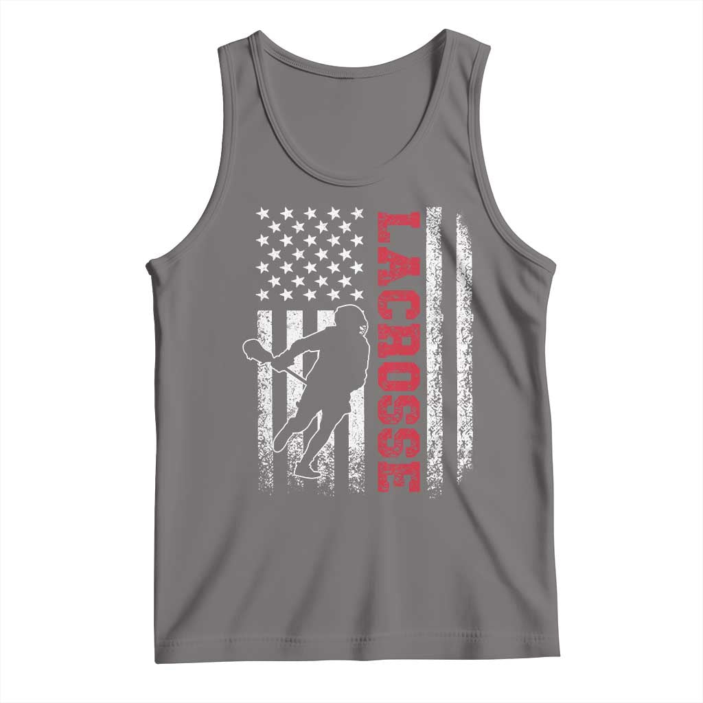 Lacrosse American Flag Lax Men 4th of July Tank Top